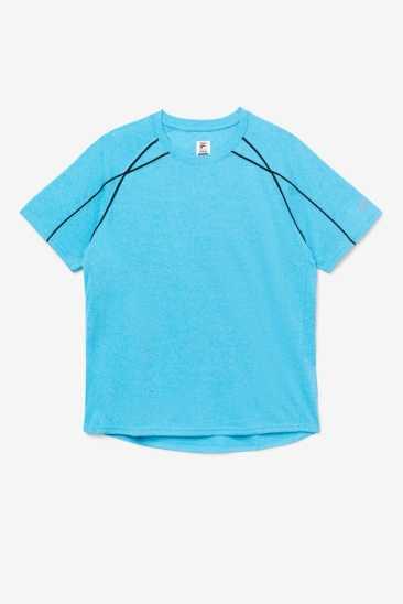 Fila Homme Pickleball Short Sleeve Crew 462 Caribbean Sea Heather / Noir Fila France BTD-140957